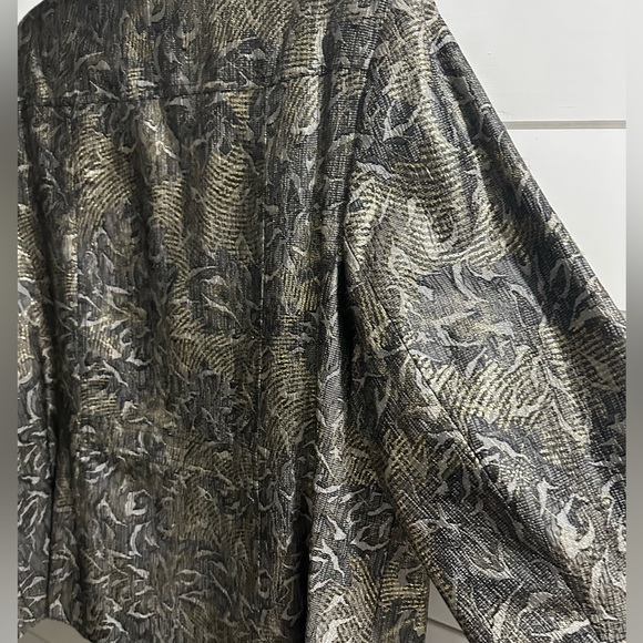 Kim Rogers Woman Gold Flake Silver Full Zip Lined Blazer Jacket Size 18 Shimmer - Picture 7 of 9